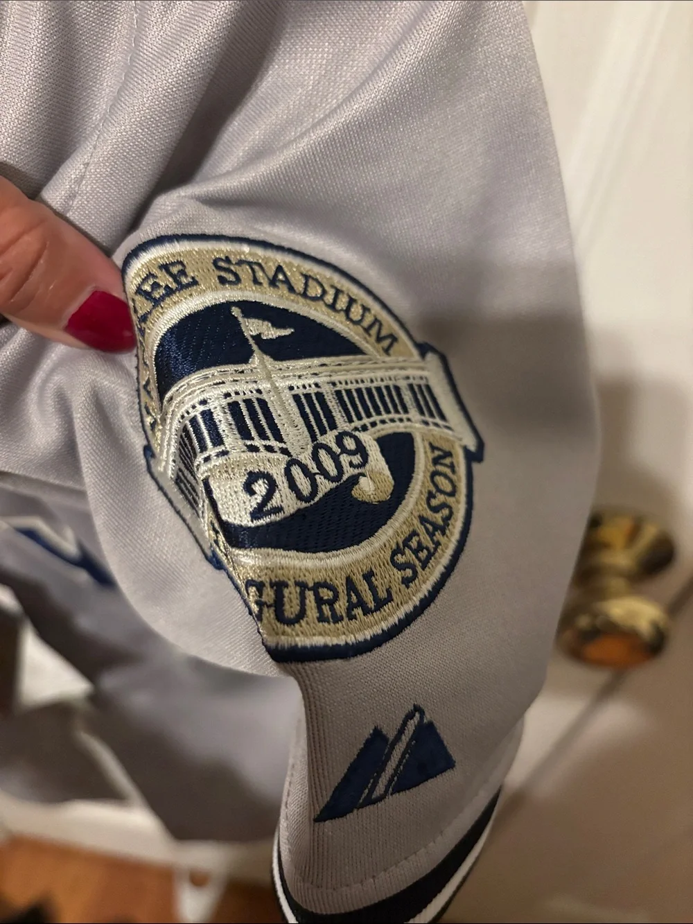 Majestic Grey New York Kids Baseball Jersey with Navy Accents
